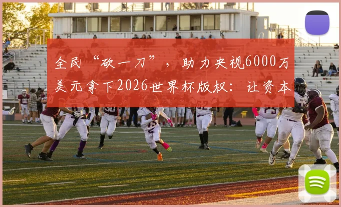 全民“砍一刀”，助力央视6000万美元拿下2026世界杯版权：让资本明确中国球迷绝不任人拿捏